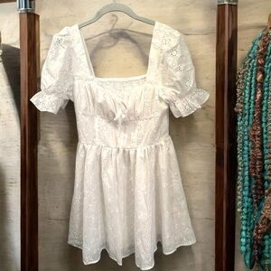 SHEIN White Eyelet Dress Size Large